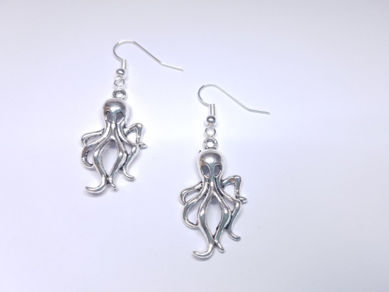 Oktopus Ohrringe silberfarben Tintenfisch